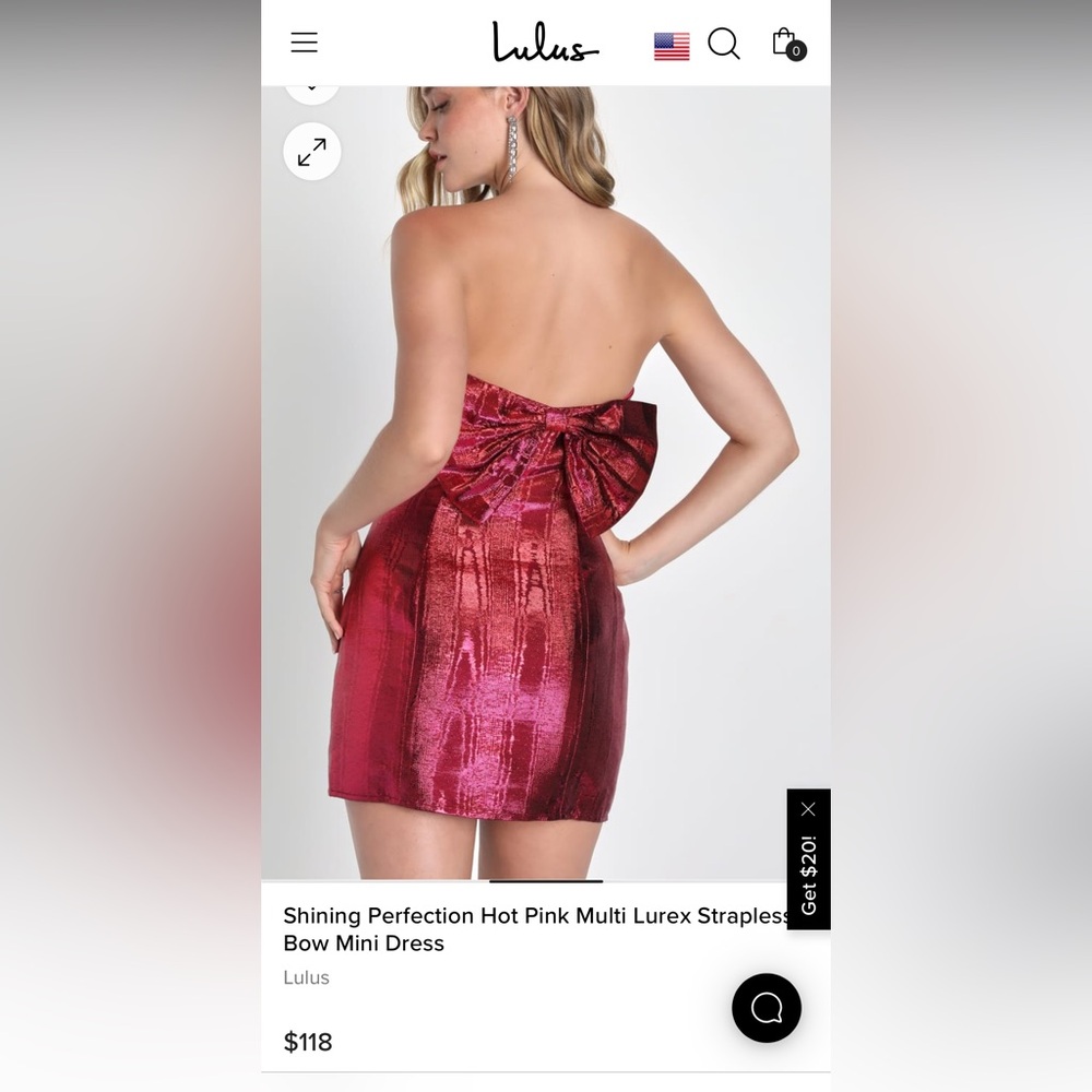 Lulu’s Adorable Pink Strapless Dress with Bow